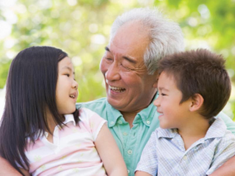 Older man with grandchildren